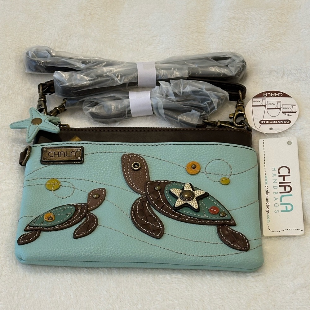 Chala Turquoise and Brown Turtle Crossbody Bag